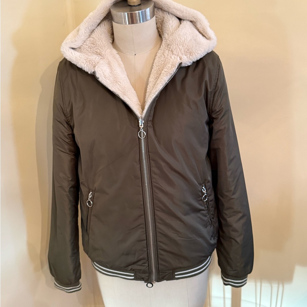Primark Olive Green and Cream Fleece Jacket